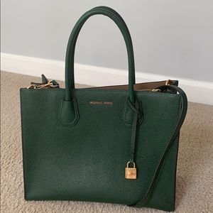 Michael Kors green Saffiano pebbled leather bag